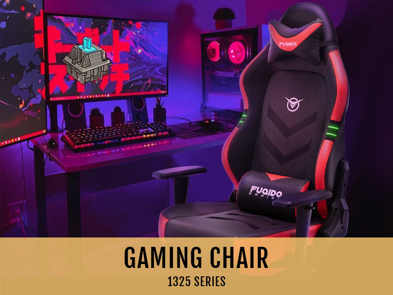 FUQIDO black and red big and tall gaming chair with fluorescent strips 1325 series