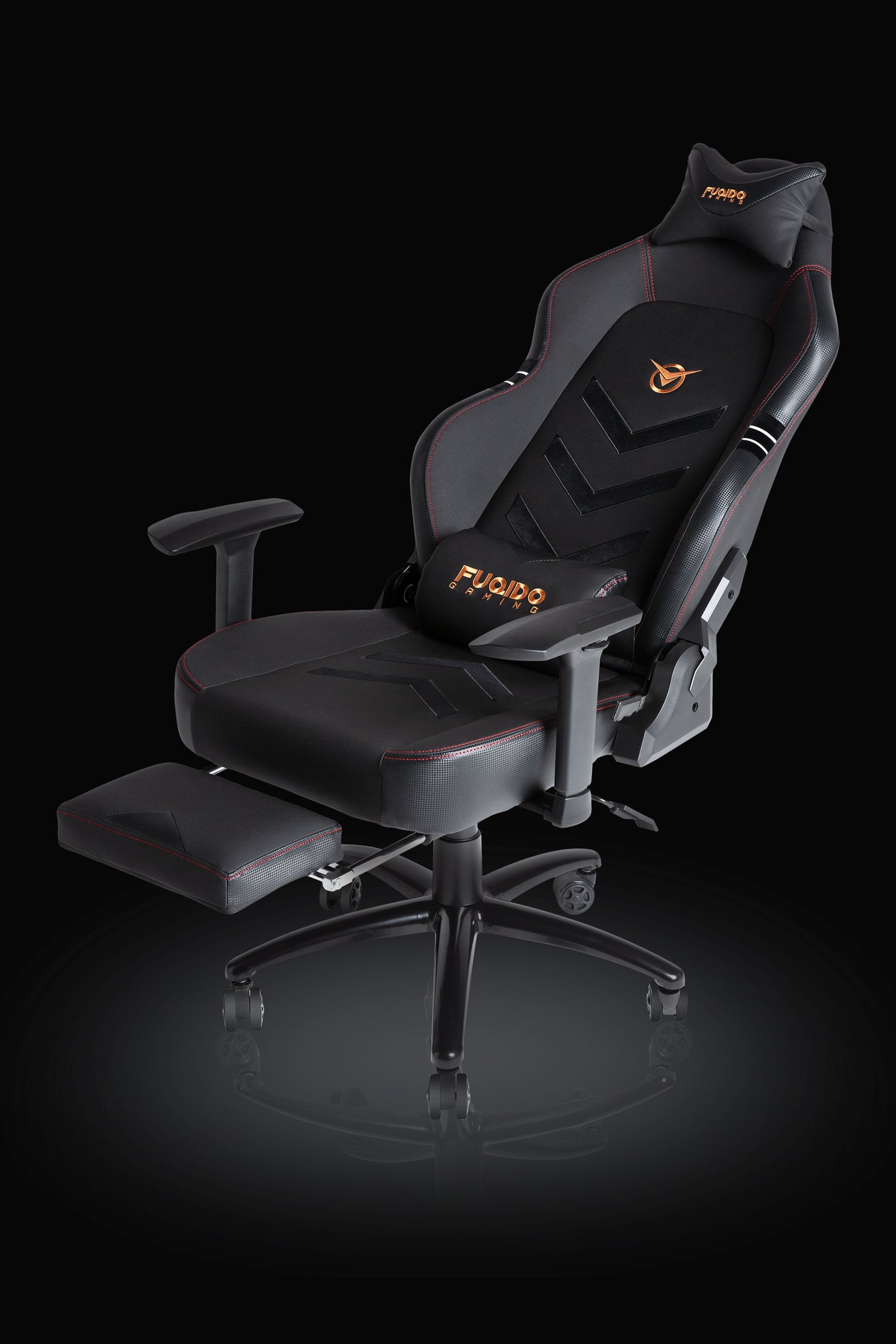 FUQIDO Recling Gaming Chair with Footrest 1325F in Black #color_black
