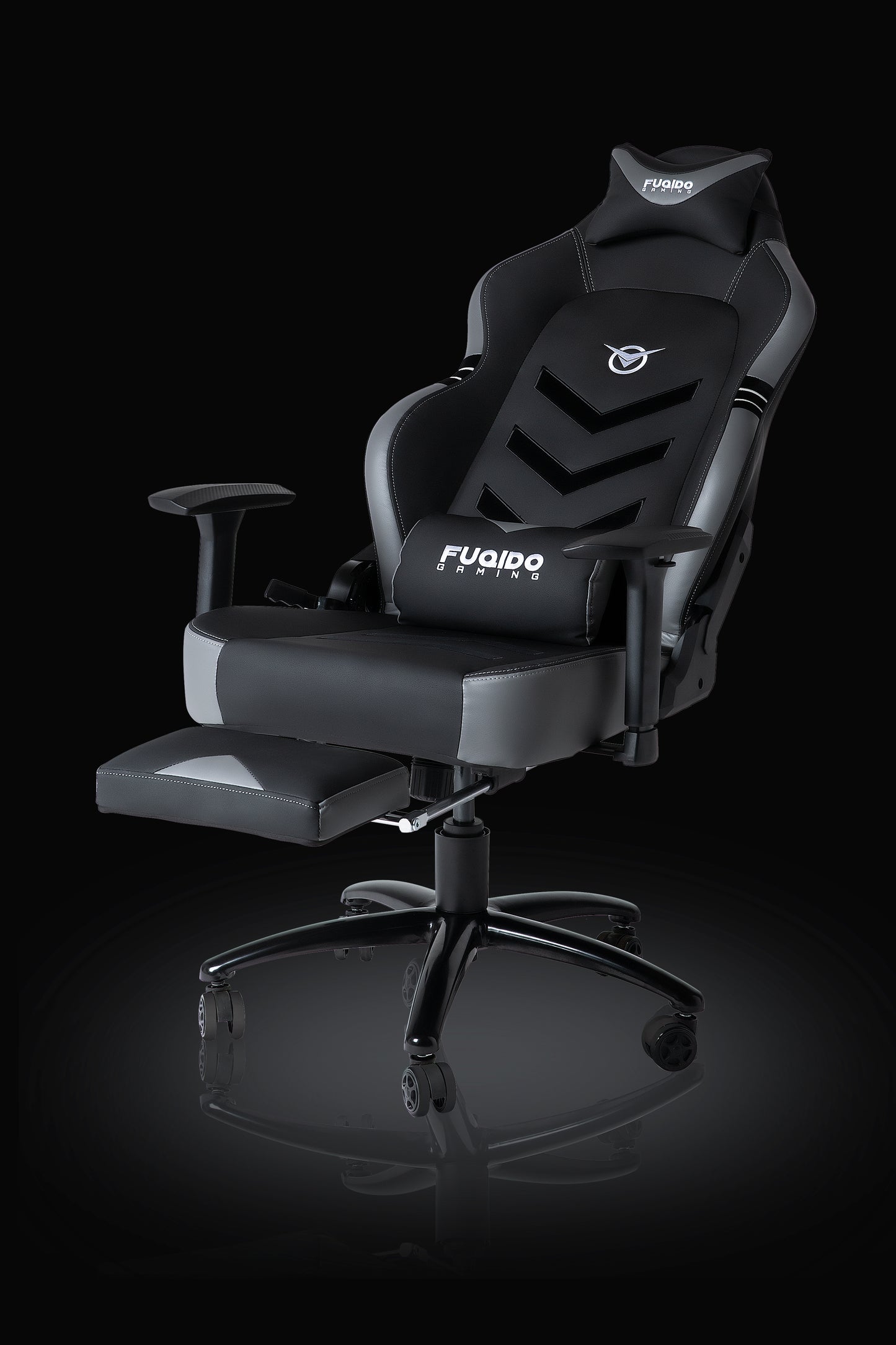 FUQIDO Recling Gaming Chair with Footrest 1325F in Gray #color_gray