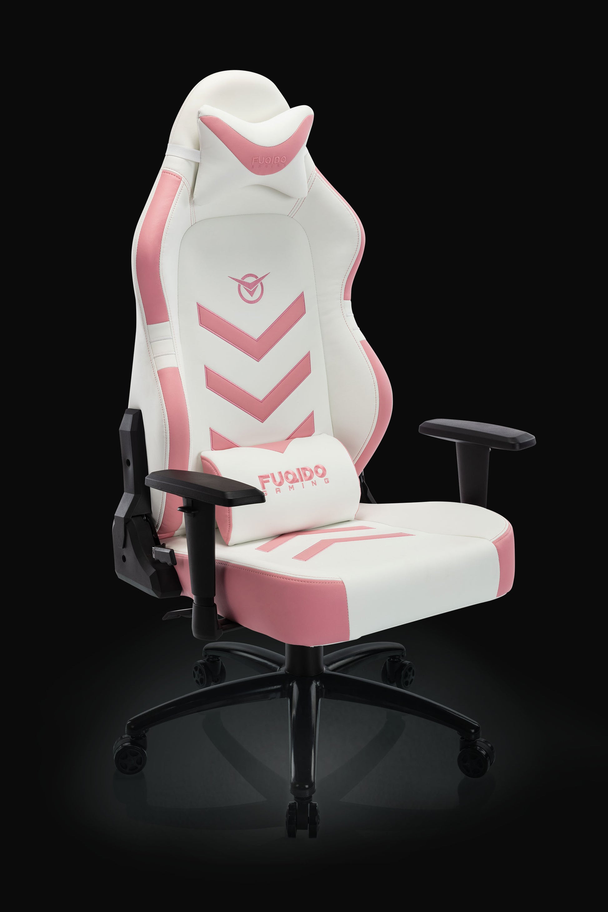 FUQIDO big and tall gaming chair 1325 series white and pink#color_pink