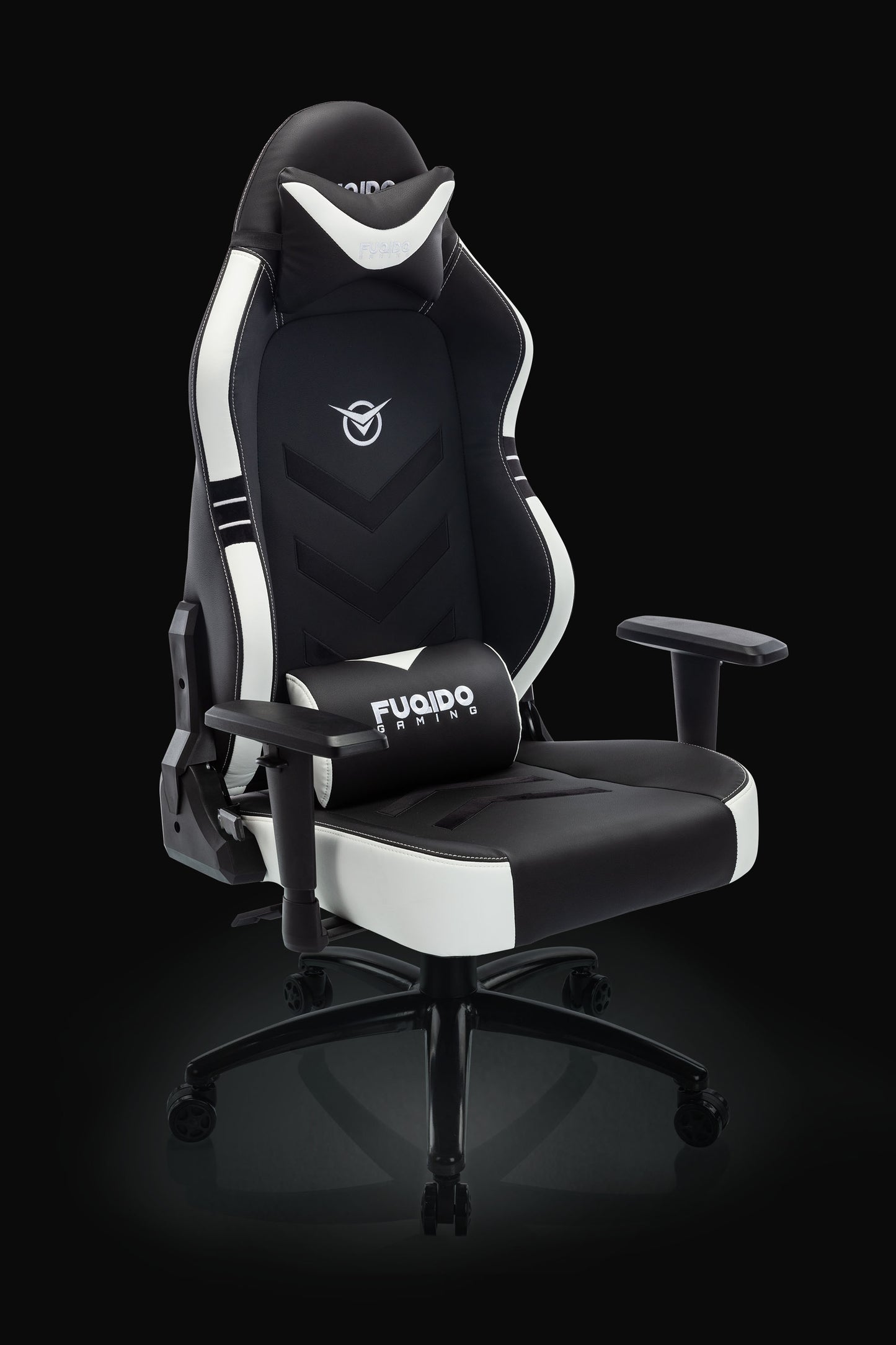 FUQIDO big and tall gaming chair 1325 series black and white#color_white