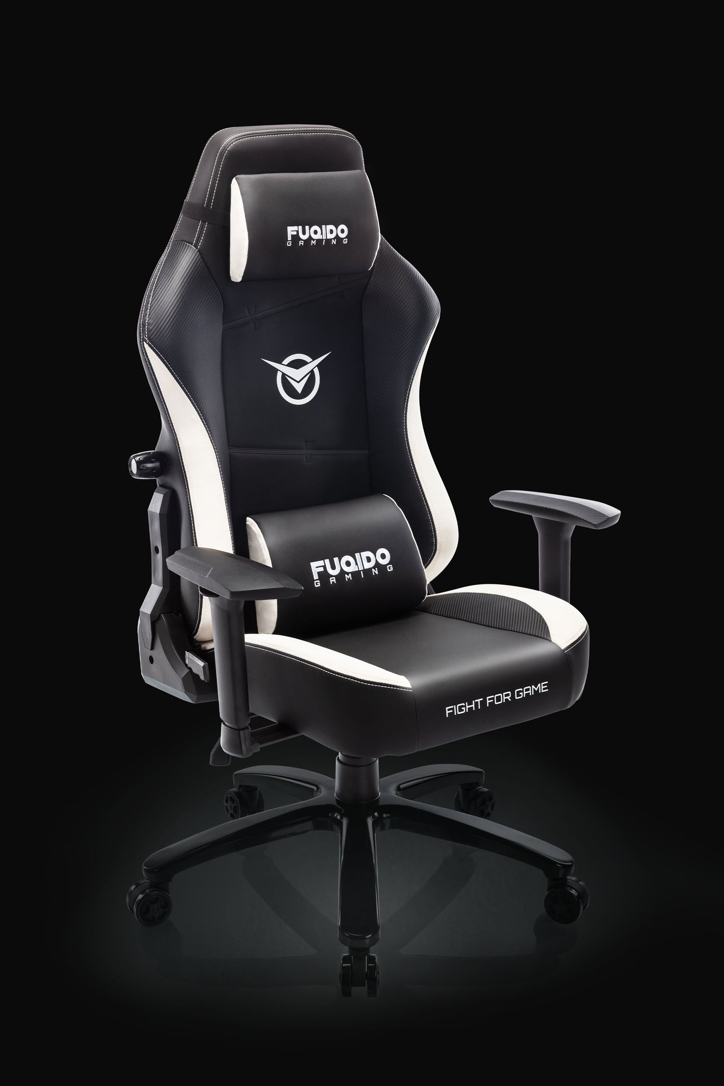 FUQIDO big and tall gaming chair with built-in lumbar support 5110 series black and white#color_white