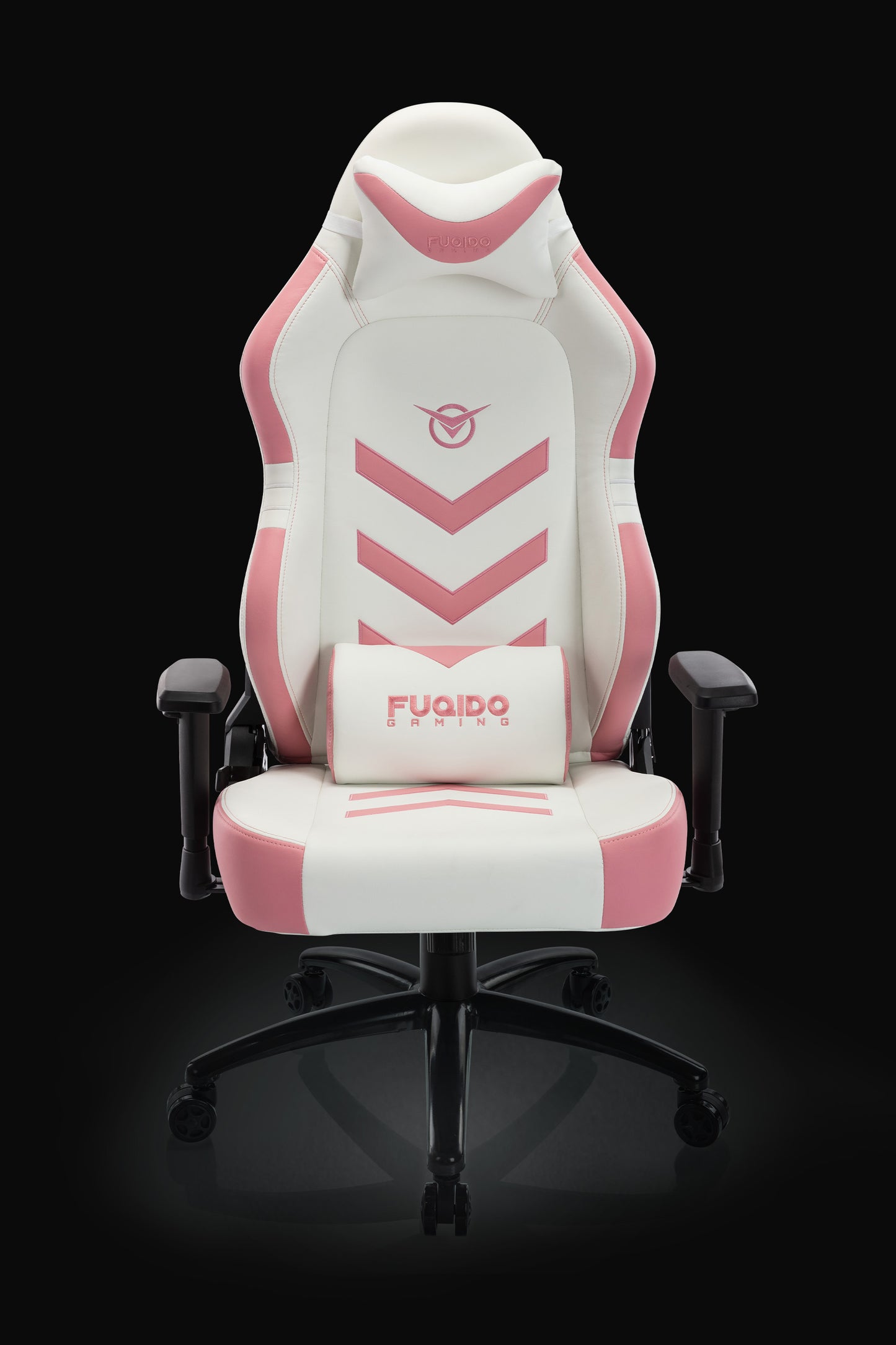 FUQIDO big and tall gaming chair with headrest and lumbar support 1325 series white and pink#color_pink