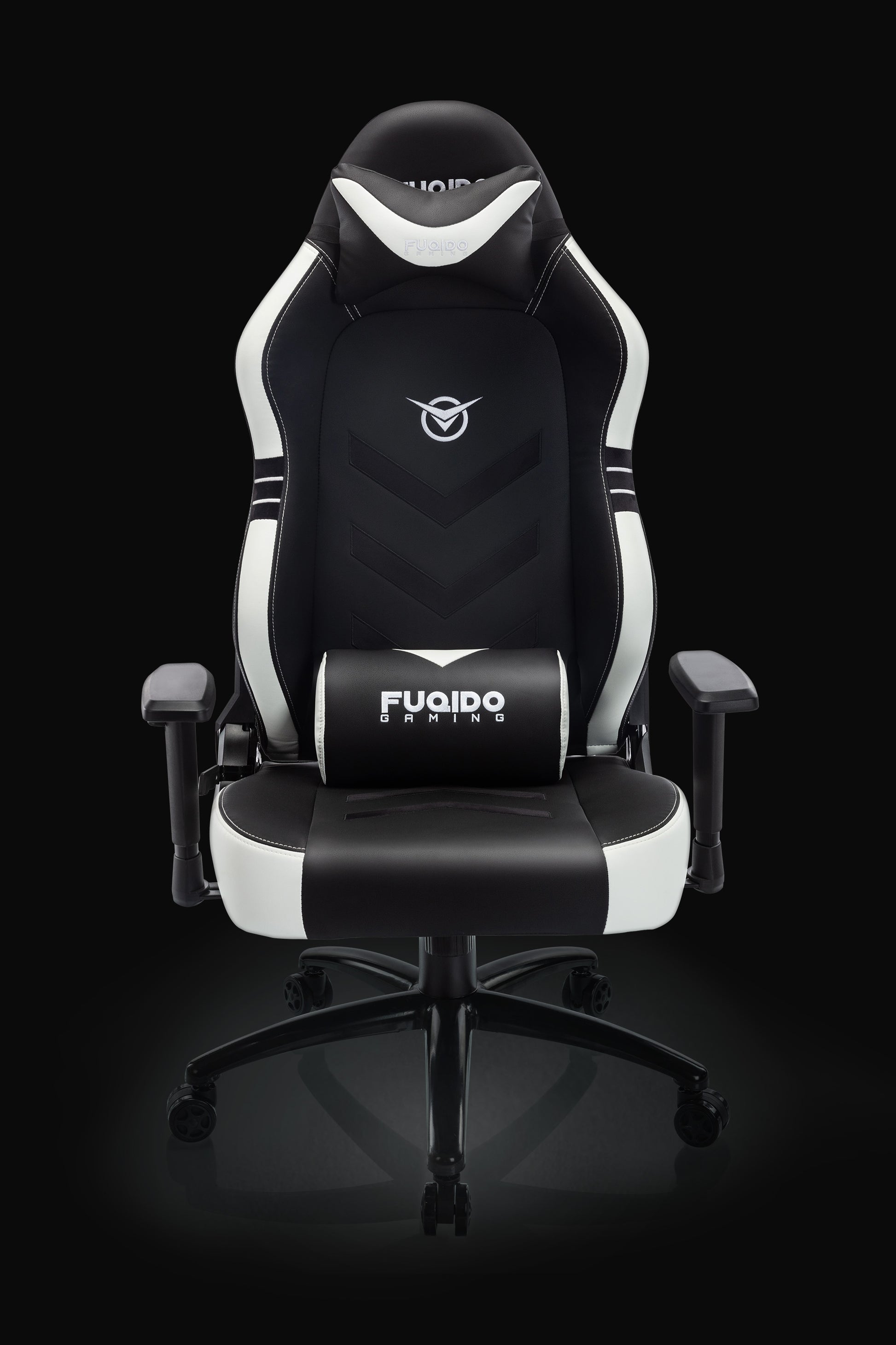 FUQIDO big and tall gaming chair with headrest and lumbar support 1325 series black and white#color_white
