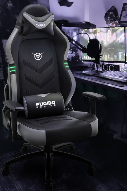 FUQIDO big and tall gaming chair with fluorescent light straps#color_gray